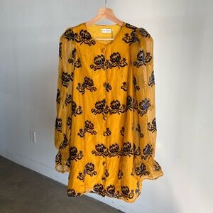 NWT Rhode Nara Mini Dress in Midnight Floret Burnout Sz S